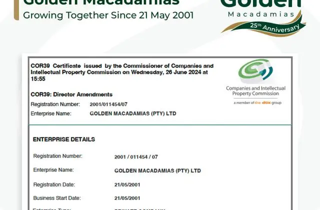 Official Registration of Golden Macadamias